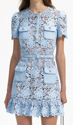 Aletha Blue Lace Peplum Mini Dress Flowering Girl