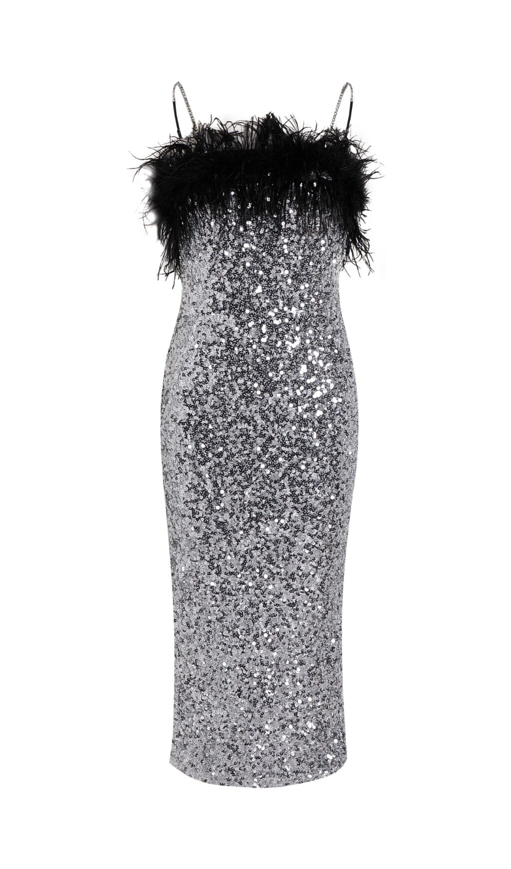 Sequined Feather Slim Suspender Dress Flowering Girl