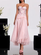 Haruna Strapless Embroidered Midi Dress Flowering Girl