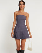 Payoda Bandeau Mini Dress In Dark Grey Flowering Girl
