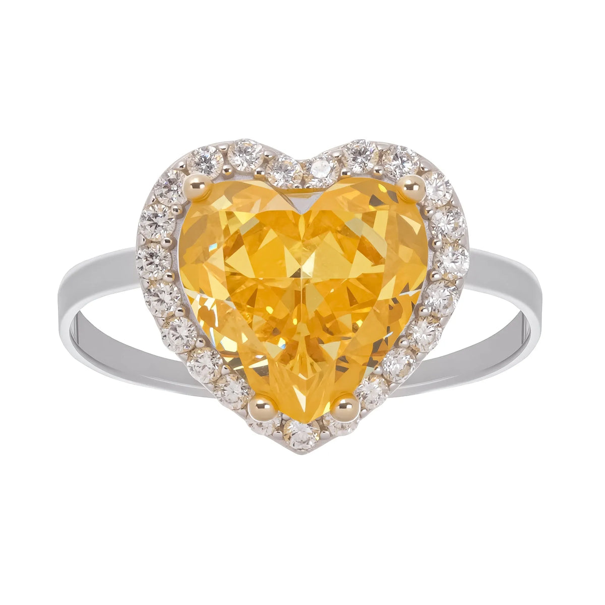 Éphémère Yellow Heart Cut Gemstone Sterling Silver Ring Flowering Girl