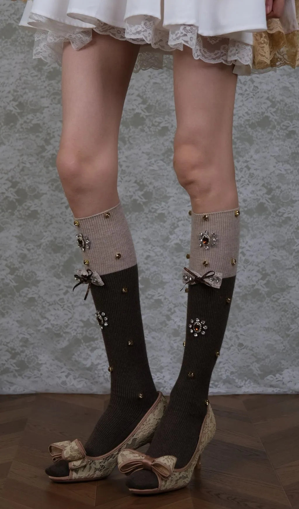 Diamante Embellished Bow Stockings Flowering Girl