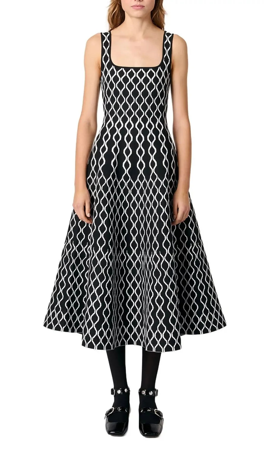 Jacquard Knit Midi Dress Flowering Girl