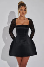 Alberta Mini Dress - Black Flowering Girl
