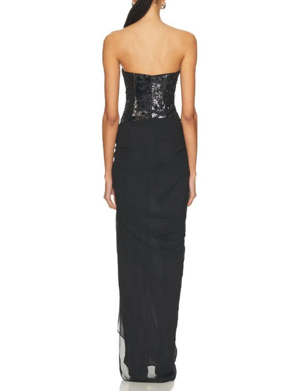 Malu Black Strapless Sequin Maxi Dress Flowering Girl