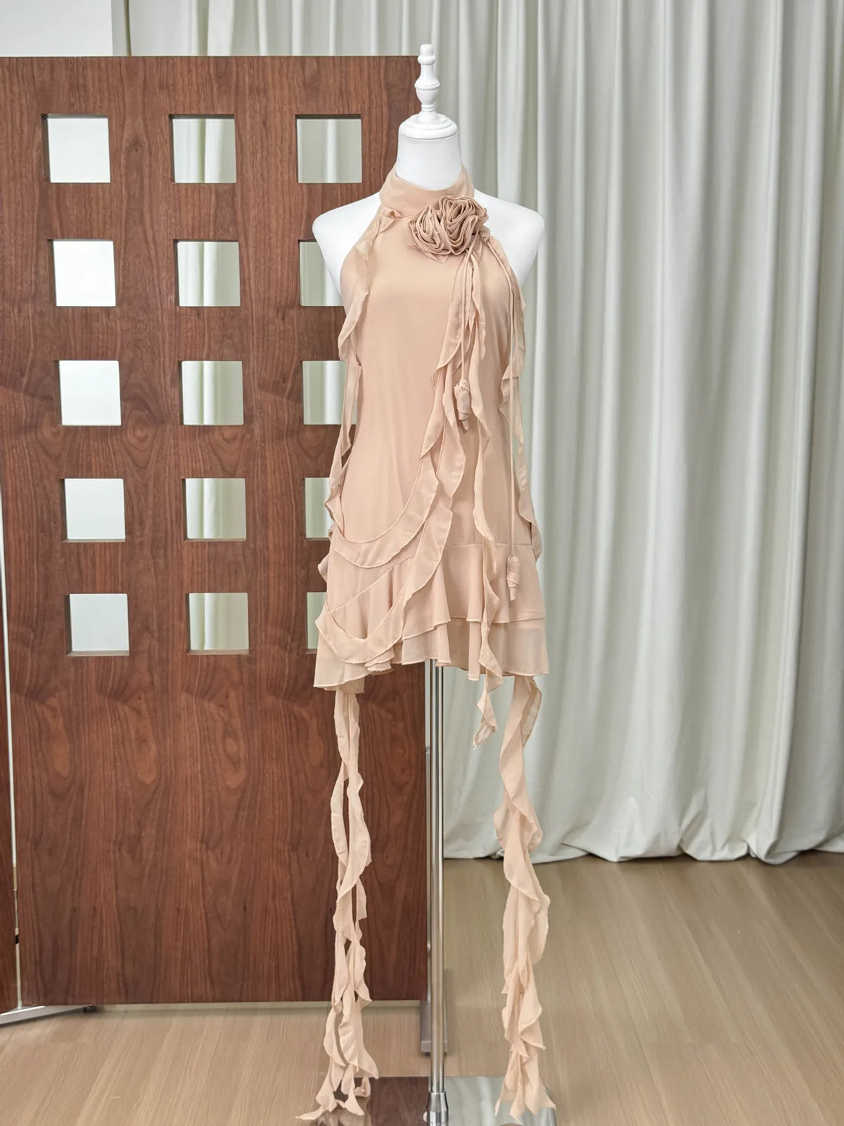 Sleeveless Ruffles Mini Dress Flowering Girl