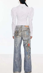 Prima Print Barrel Jeans Flowering Girl