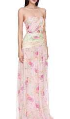 Erizelda Strapless Floral Printed Maxi Dress Flowering Girl