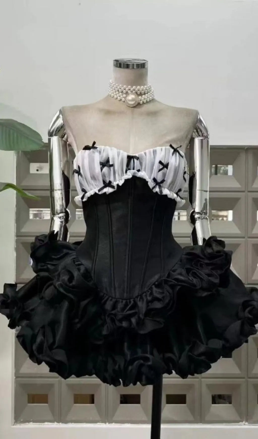 Irca Black Strapless Corset Mini Dress Flowering Girl
