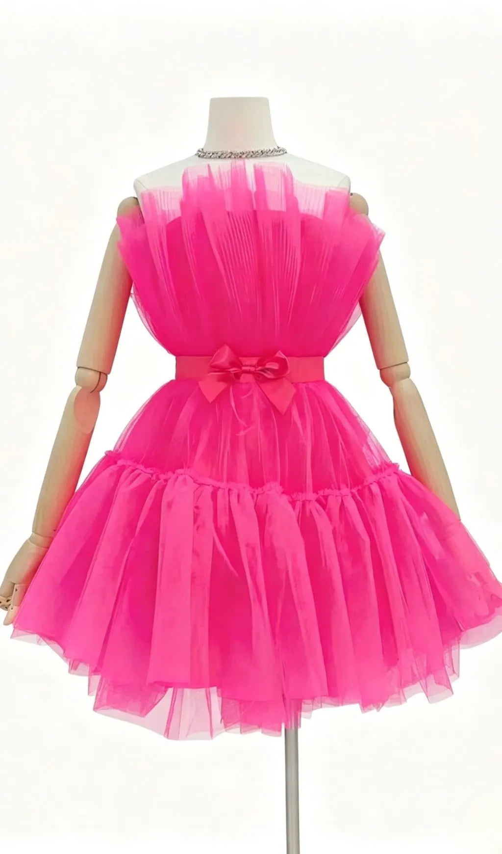 Frederica Bow-Accent Waist-Cinched Strapless Dress Flowering Girl