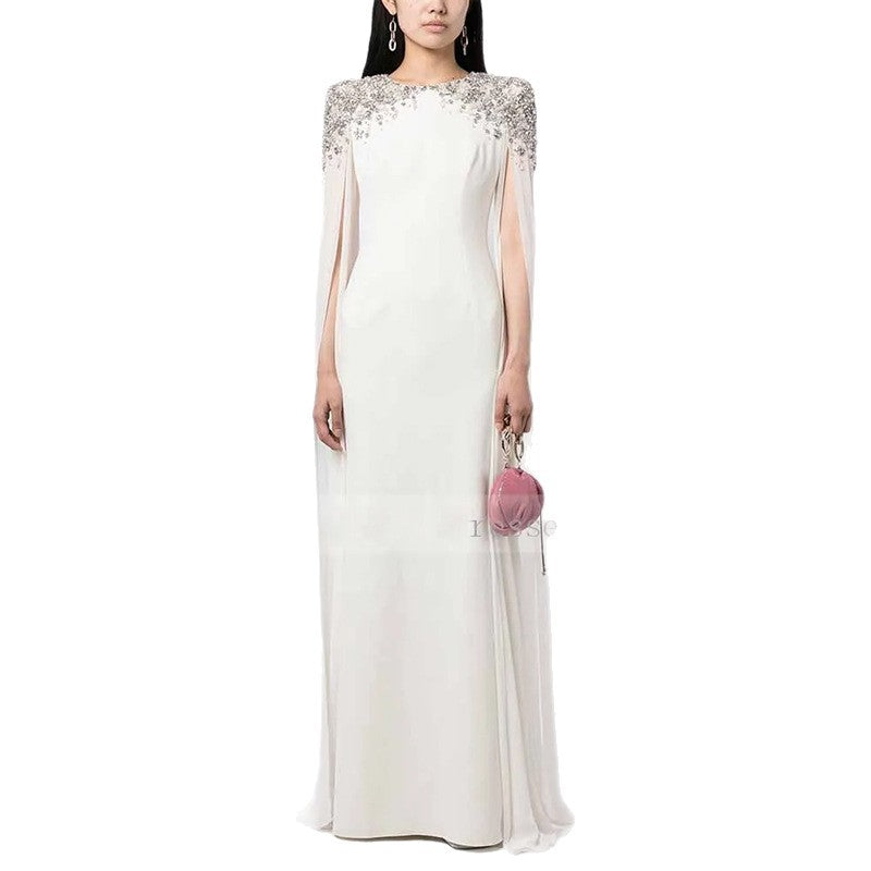 White Diamond Long Sleeve Maxi Dress Flowering Girl
