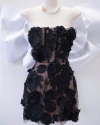 jessica floral embroidery Mini Dress in black Flowering Girl