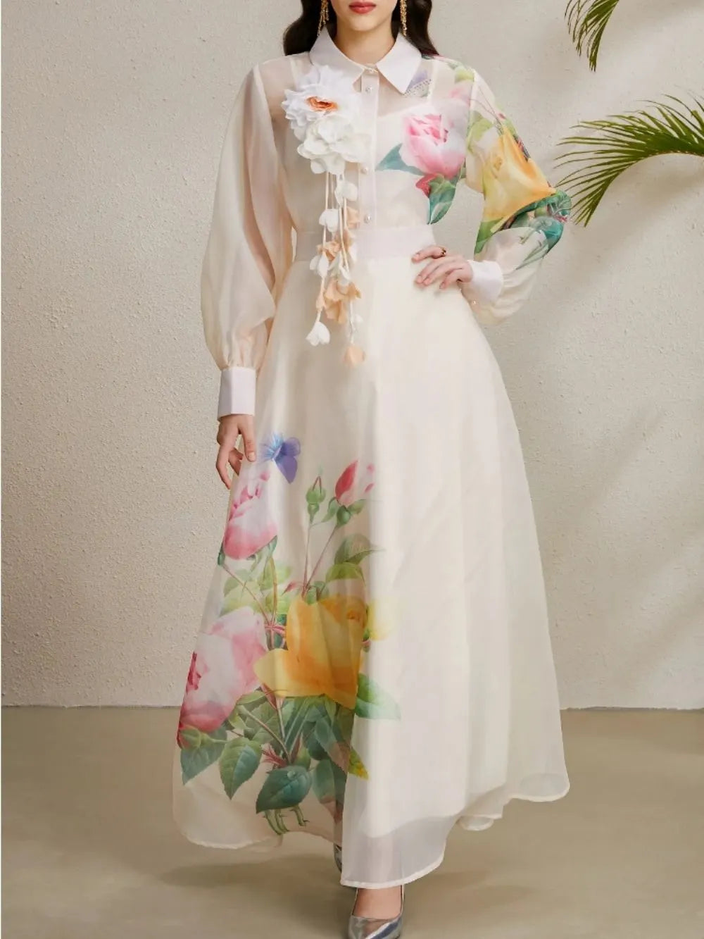 Maru Apricot Floral Top & Maxi Skirt Set Flowering Girl
