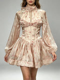 Madilynn Floral Corset Long Sleeve Mini Dress Flowering Girl