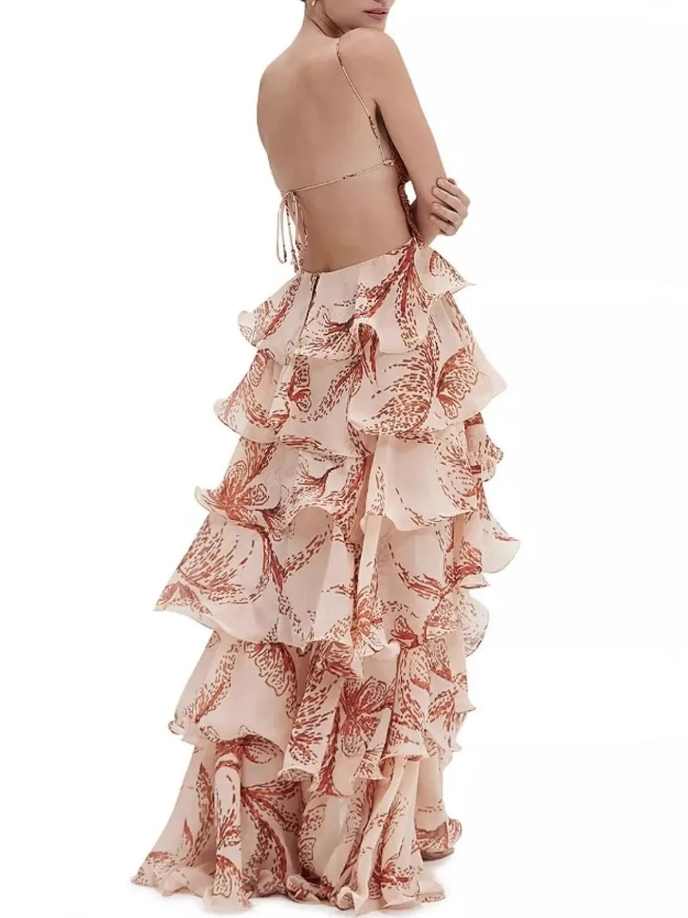 Maram Spaghetti Printed Maxi Dress Flowering Girl