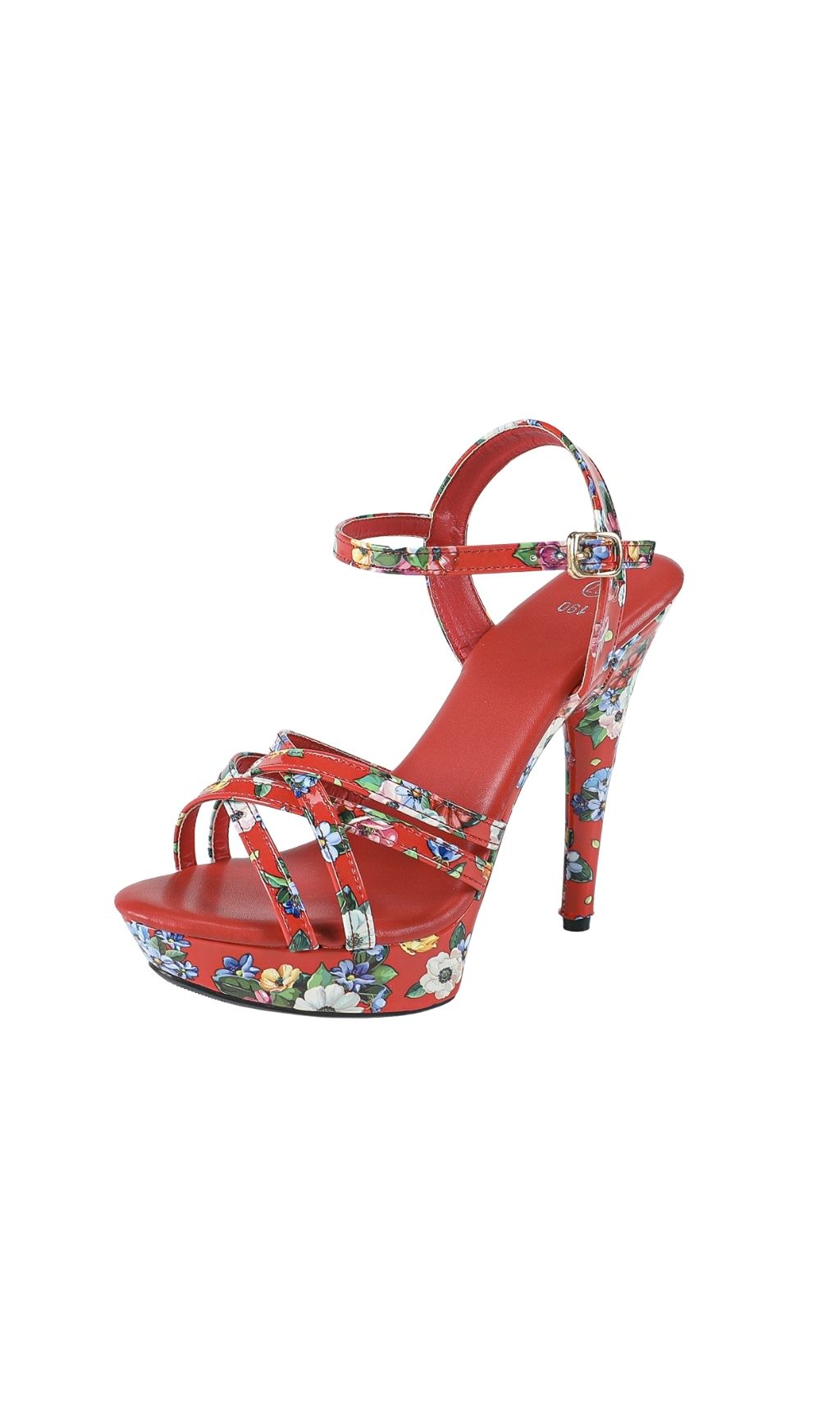 Kynthia Red Floral Printed Heels Flowering Girl