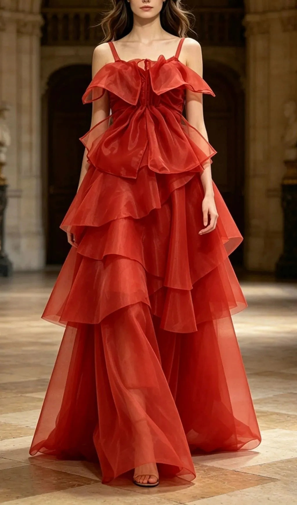 Varesa Spaghetti Ruffle Maxi Dress Flowering Girl