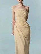 Marjory Yellow Corset Maxi Dress Flowering Girl