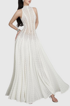 Dodiya Wavy-Pattern Sleeveless Lace Maxi Dress Flowering Girl