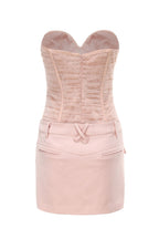 Rolyn Ruched Mesh Strapless Mini Dress - Pink Flowering Girl