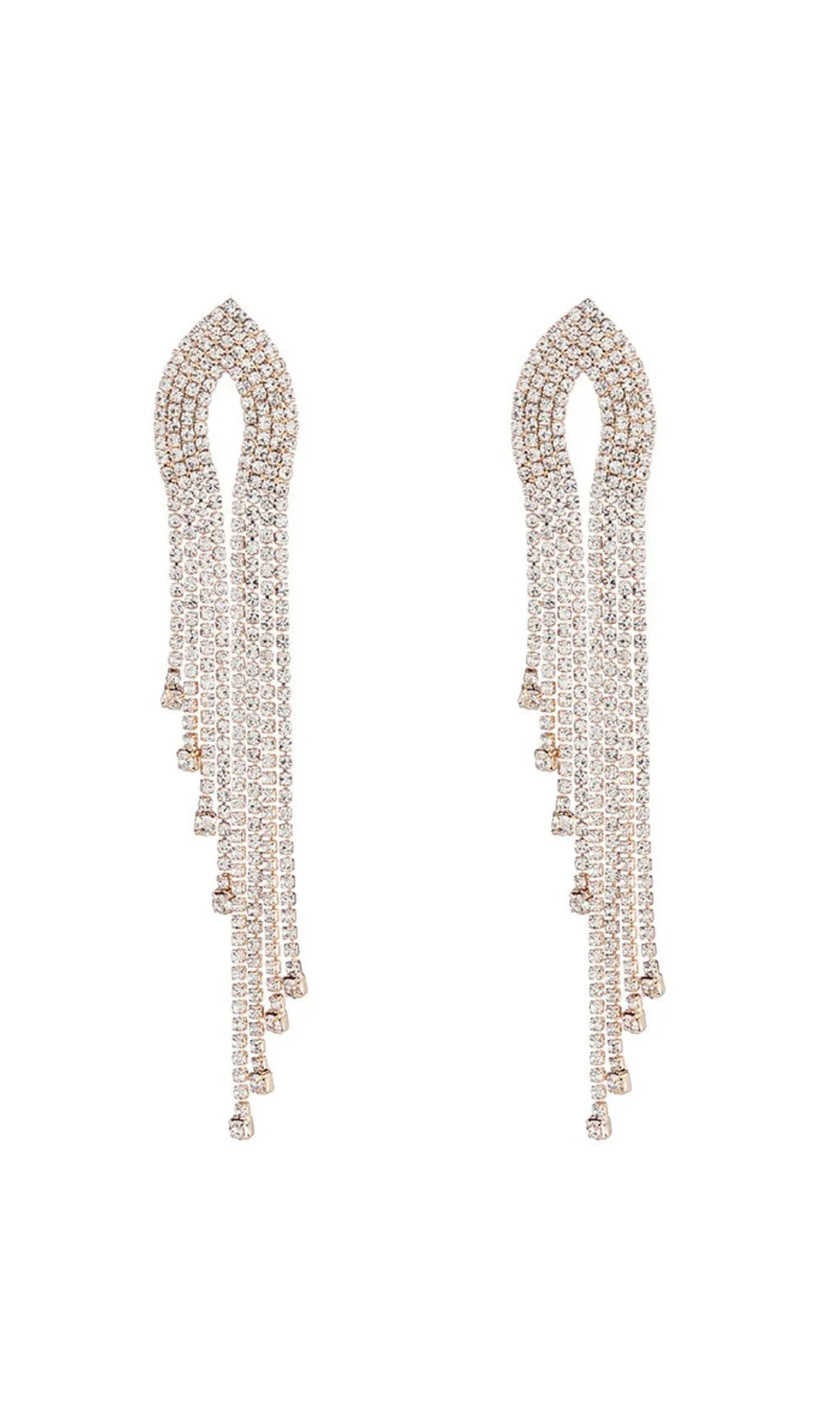 Silver Diamante Tassel Earrings Flowering Girl