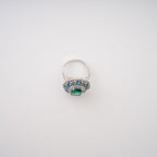 Clémence Green Emerald Cut Gemstone Sterling Silver Ring Flowering Girl