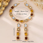 Oaelara Crystal Square Necklace Set Flowering Girl