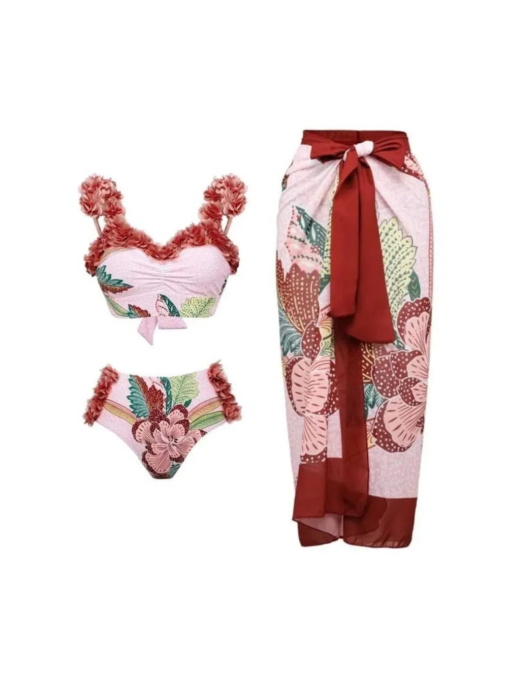 Madonna Printed Three-Piece Swimsuit Flowering Girl