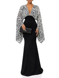 Zelmari V Neck Zebra Maxi Dress Flowering Girl