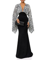 Zelmari V Neck Zebra Maxi Dress Flowering Girl