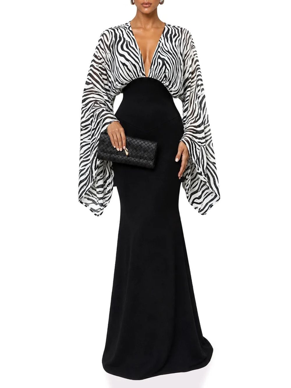 Zelmari V Neck Zebra Maxi Dress Flowering Girl