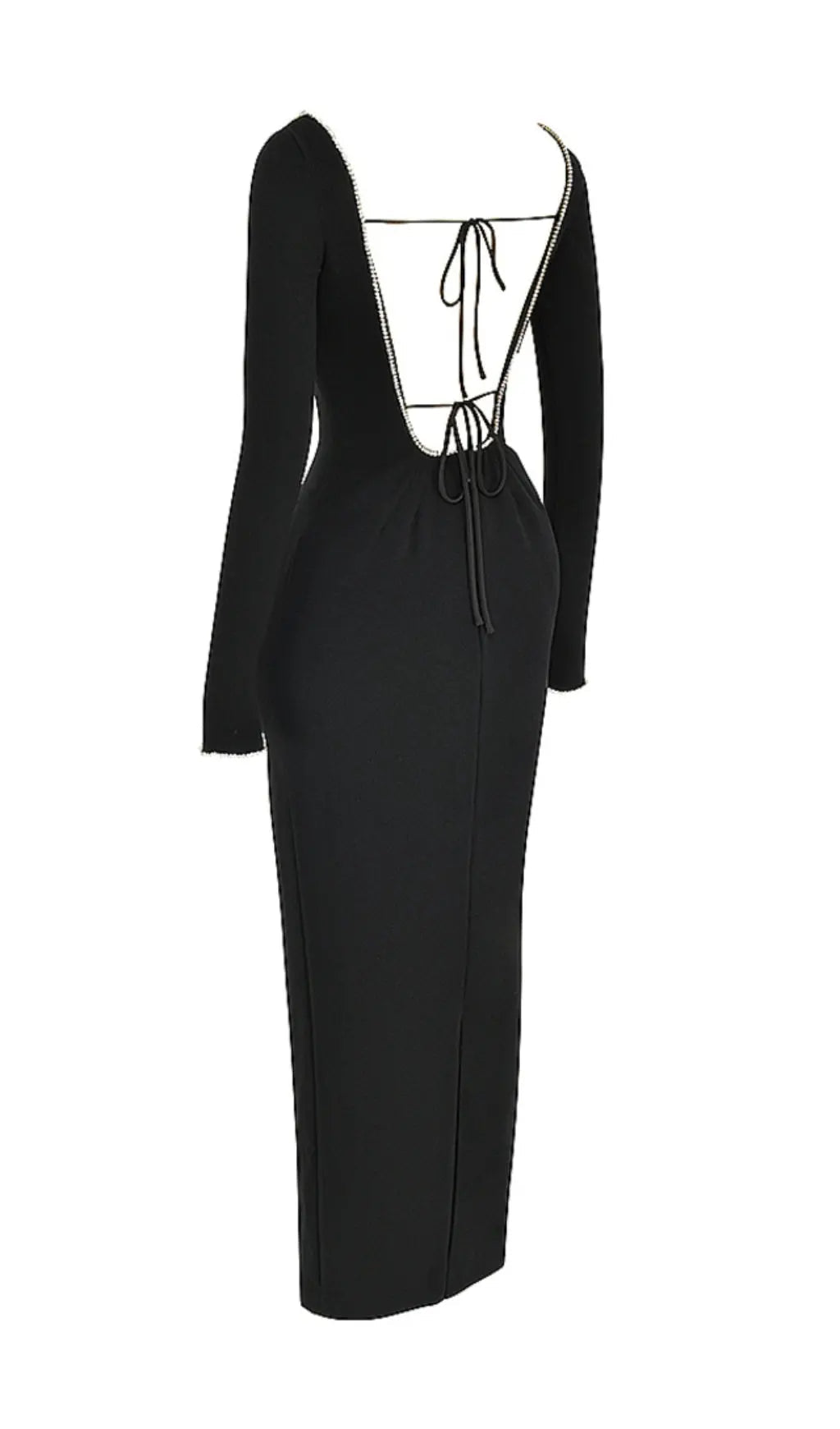 Black Crystal Embellished Maxi Dress Flowering Girl