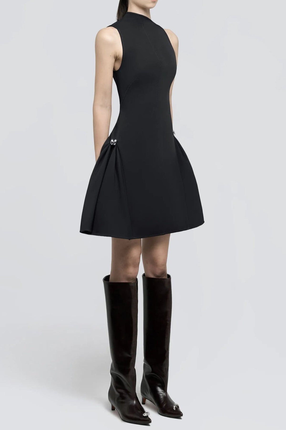 Asymmetrical Flared Mini Dress Flowering Girl