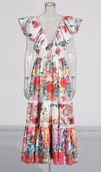 Efrem V-Neck Printed Midi Dress Flowering Girl