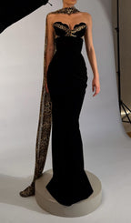 Fox Black Leopard Velvet Maxi Dress Flowering Girl