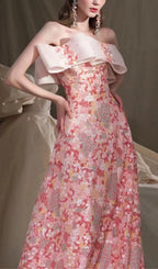 Strapless Floral A-Line Maxi Dress Flowering Girl