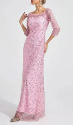 Sarah Pink Diamond Embellished Tulle Maxi Dress Flowering Girl