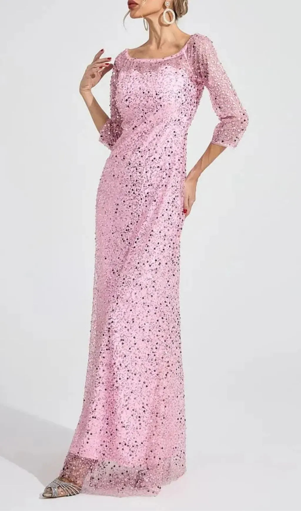 Sarah Pink Diamond Embellished Tulle Maxi Dress Flowering Girl