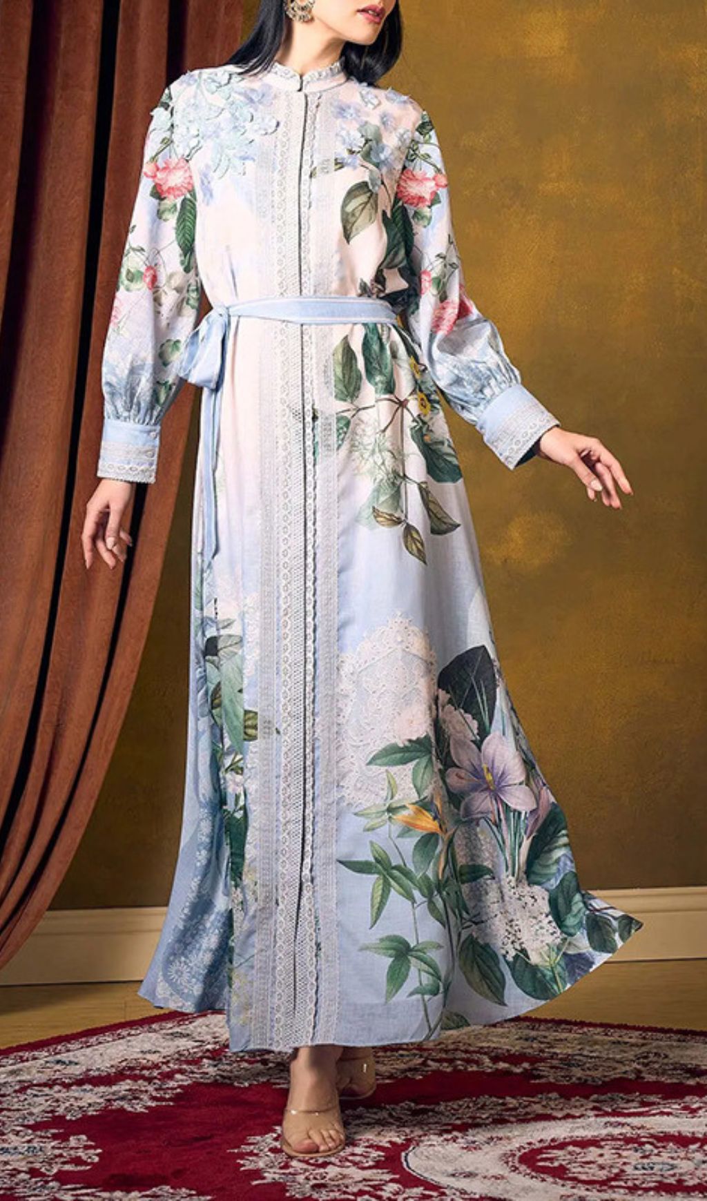 Inna Flower Printed Long Sleeve Maxi Dress Flowering Girl