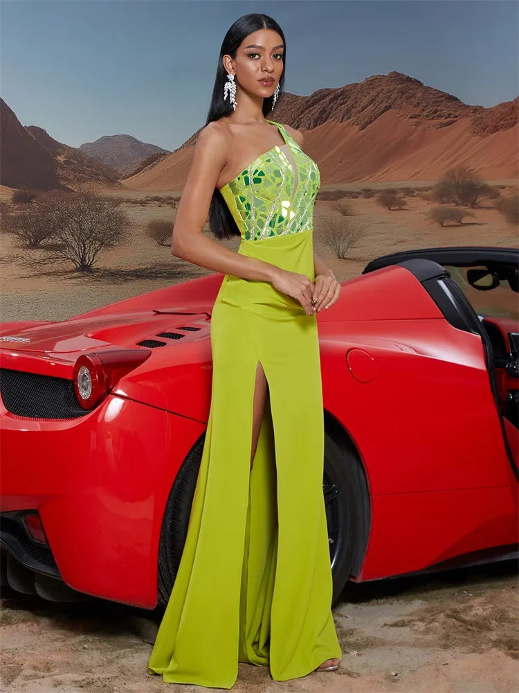 Mayten Green One-Shoulder Backless Gown Flowering Girl