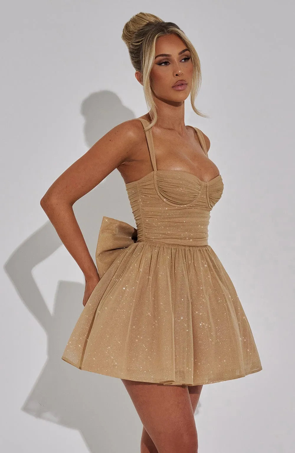 Jacqueline Mini Dress - Gold Sparkle Flowering Girl