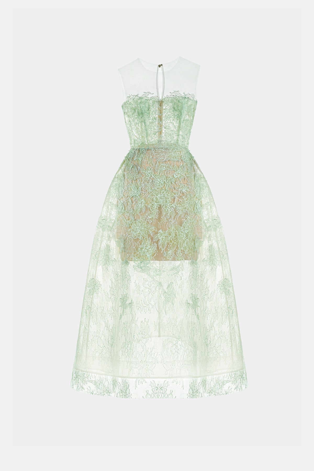 Mint Beaded Lace Midi Dress Flowering Girl