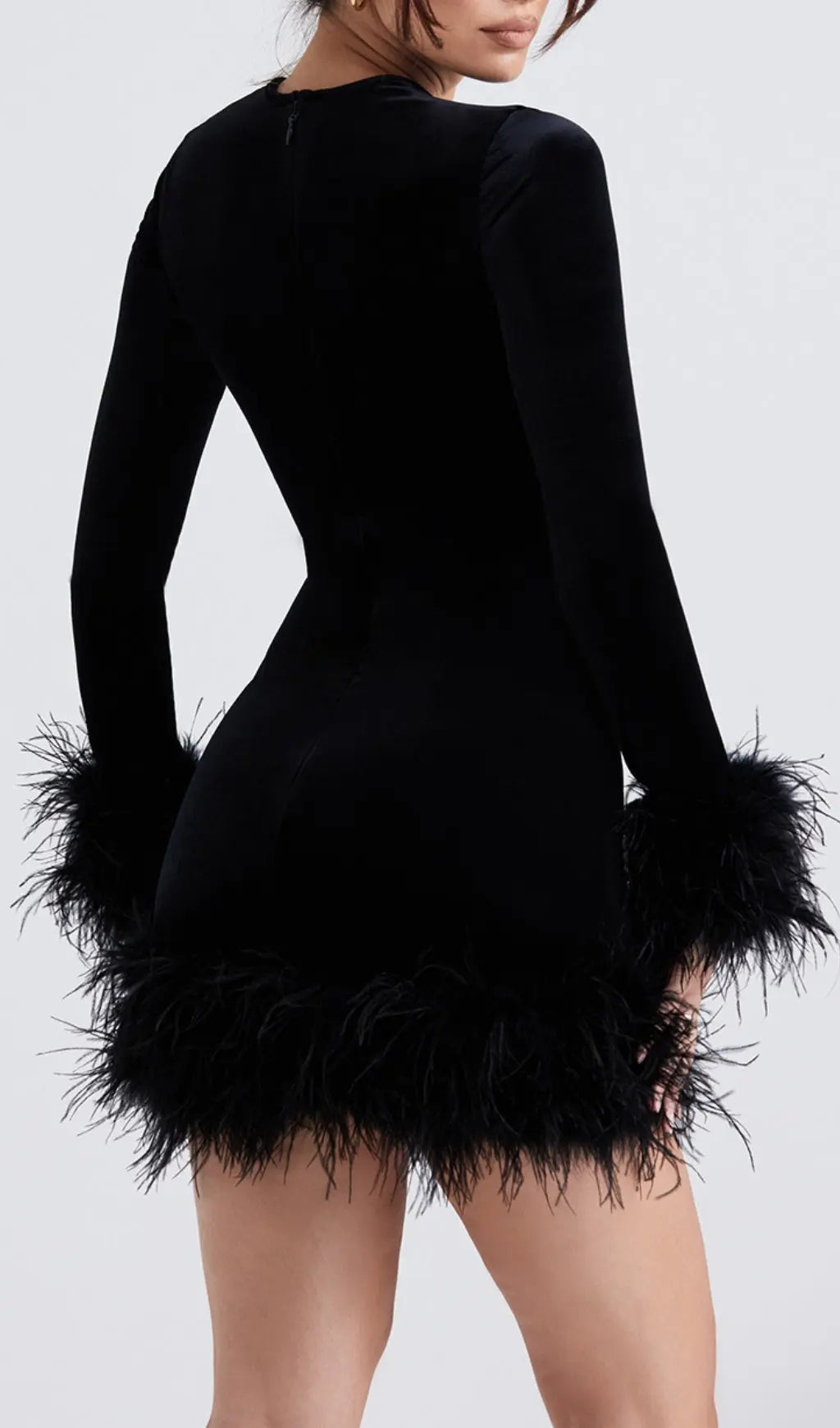 Black Velvet Mini Dress Flowering Girl