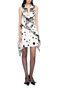 Phoenix Ruffled Polka Dot Backless Mini Dress In White Flowering Girl