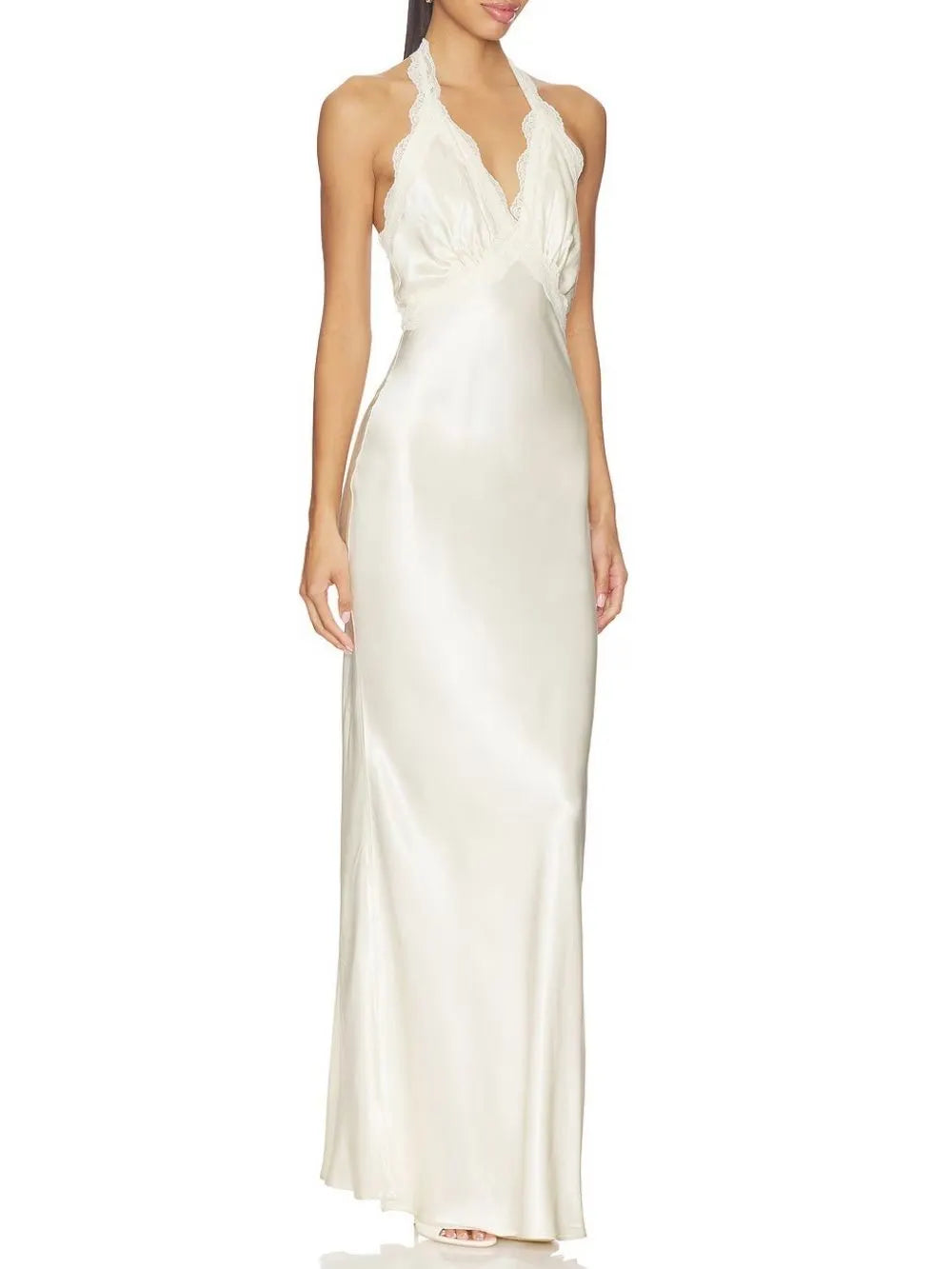 Maricruz White Halter Maxi Dress Flowering Girl