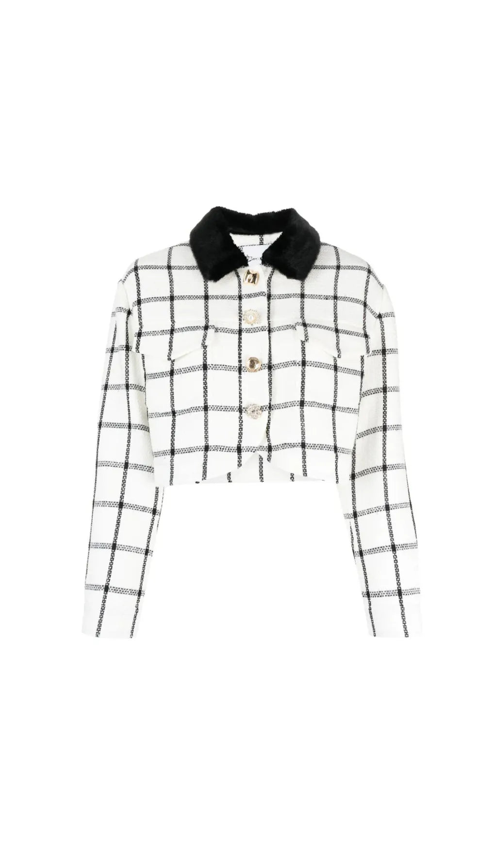 CREAM CHECK BOXY JACKET Flowering Girl