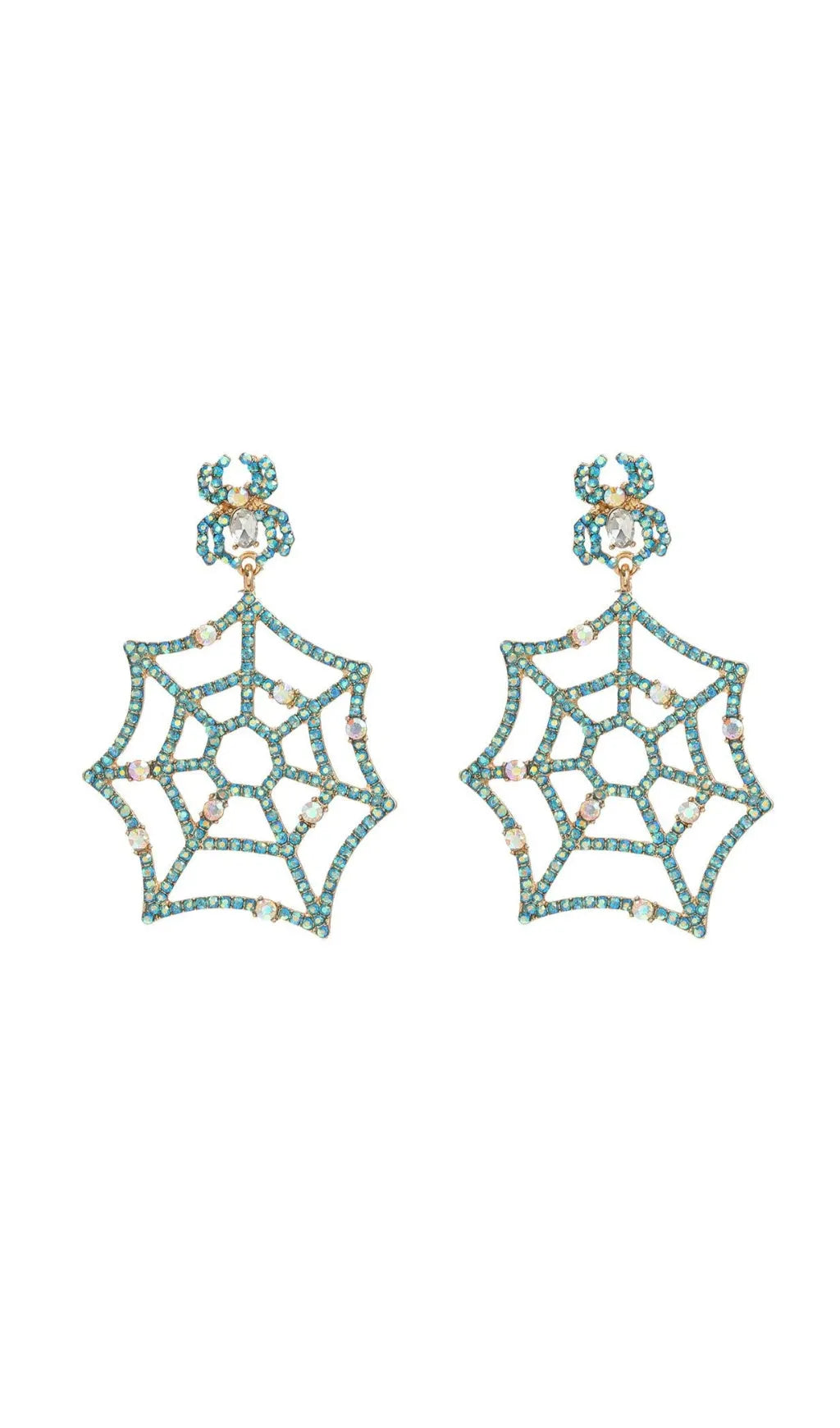 Cobweb Rhinestone Earrings Flowering Girl