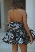 floral halter mini dress in silver Flowering Girl