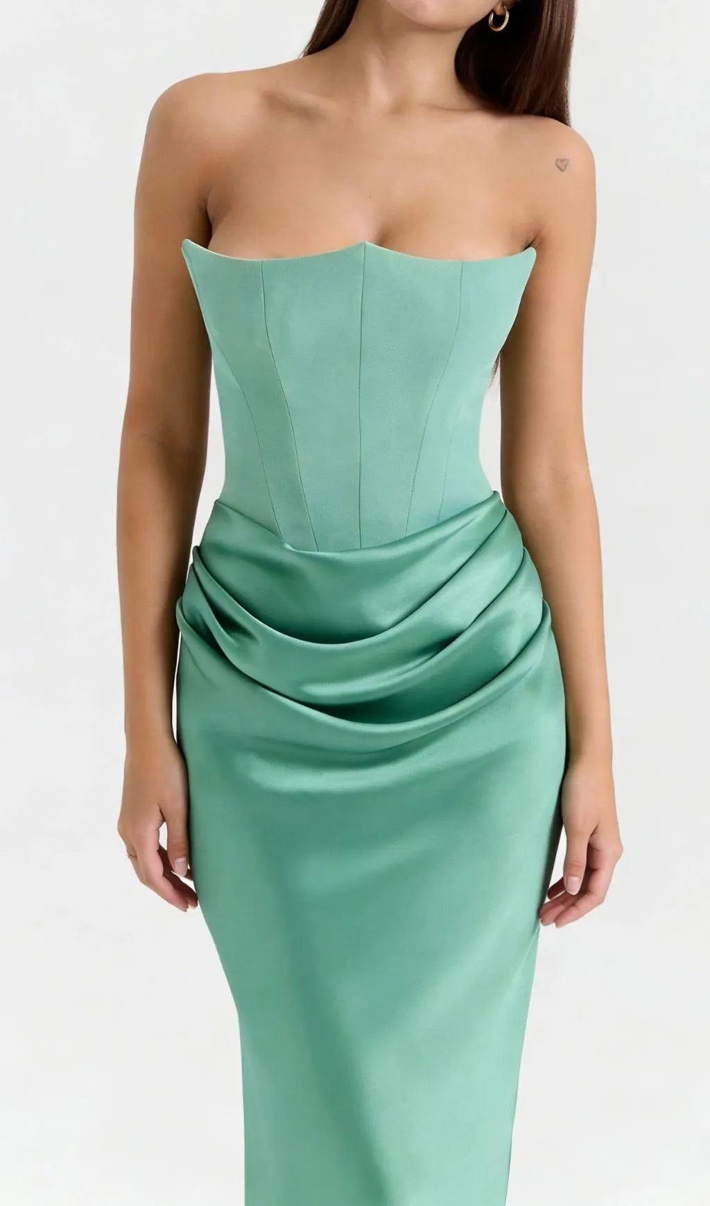 Hillary Clinton's Strapless Bodycon Dress-Green Flowering Girl