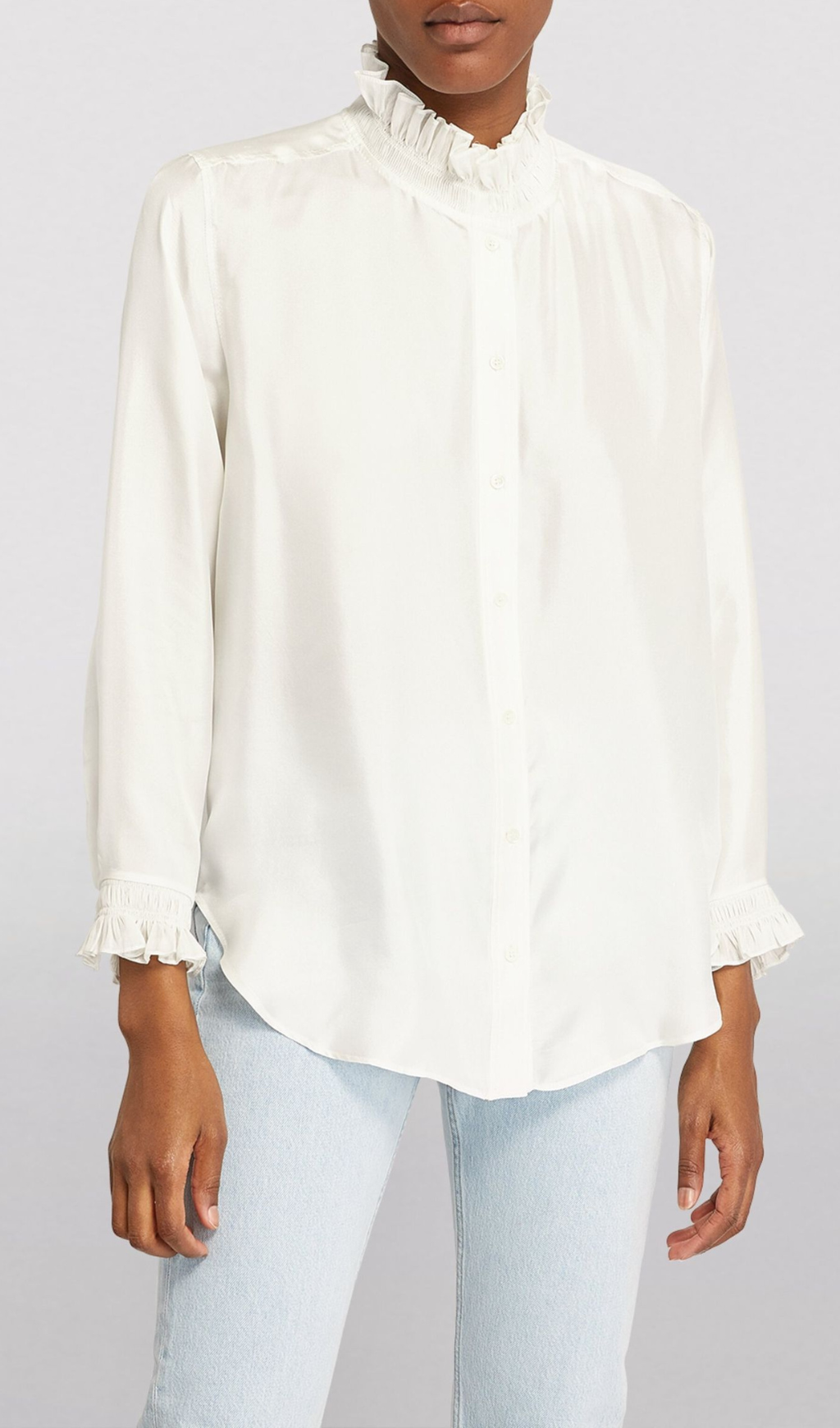 RUFFLED TRIM SILK SHIRT Flowering Girl
